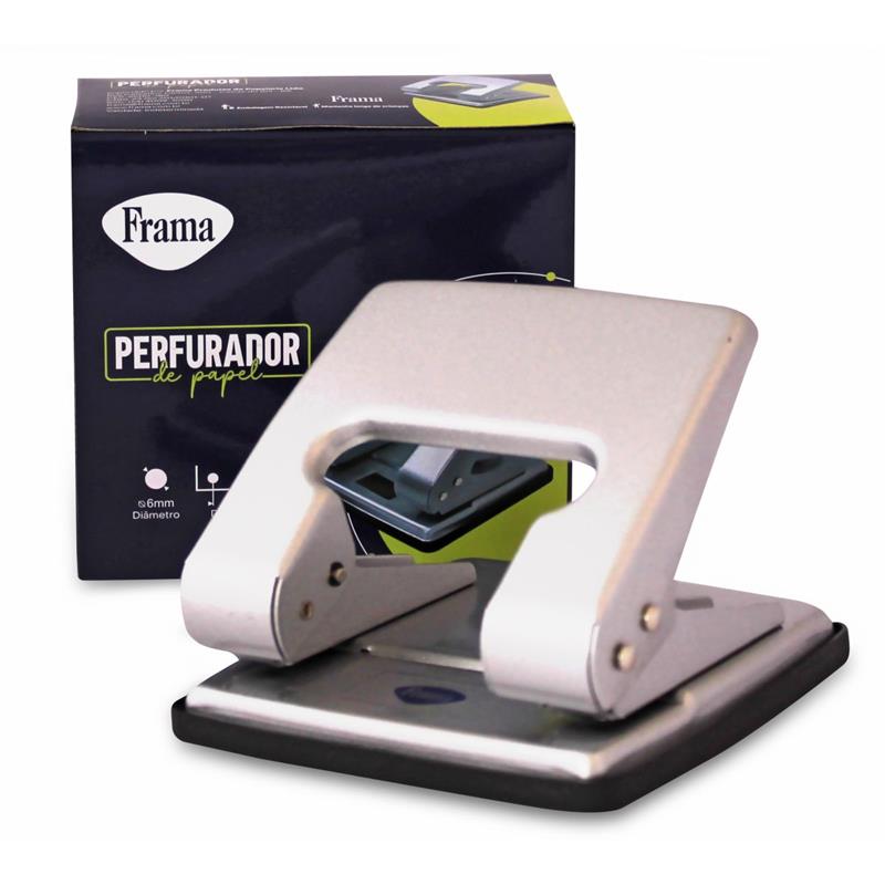 PERFURADOR DE PAPEL METAL MEDIO PRATA P/20FLS - FRAMA UNIDADE