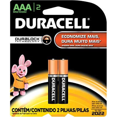 PILHA AAA (PALITO) ALCALINA DURACELL 2 UNIDADES