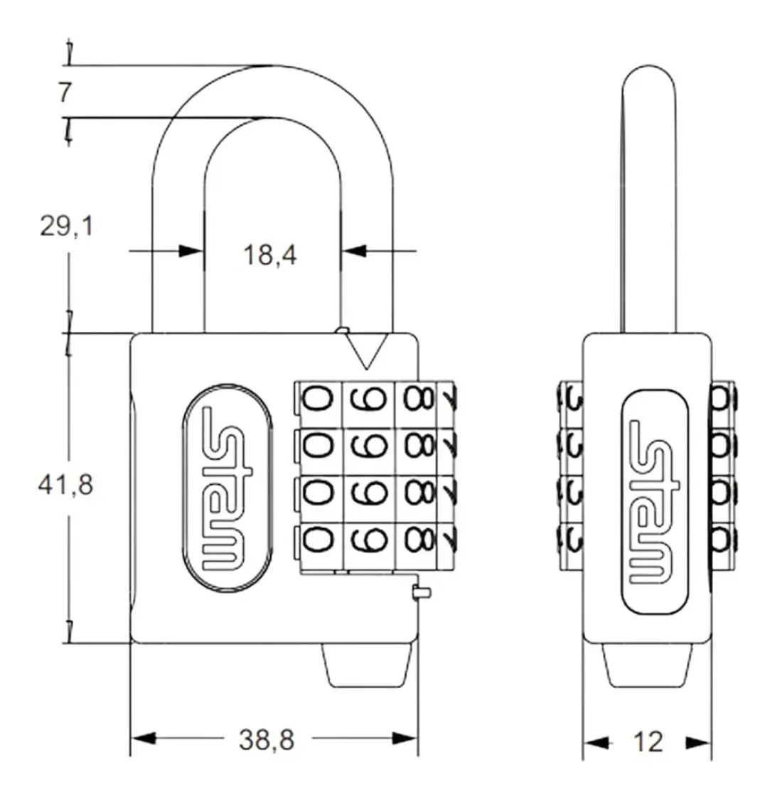 CADEADO LATONADO STAM 40MM SEGREDO COM SENHA