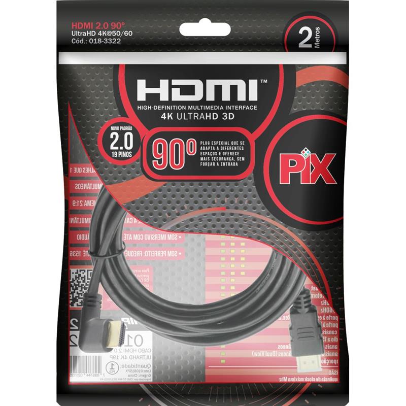 CABO HDMI HDMI X HDMI 90º 2.0 4K 2MTS. - SANTANA CENTRO UNIDADE