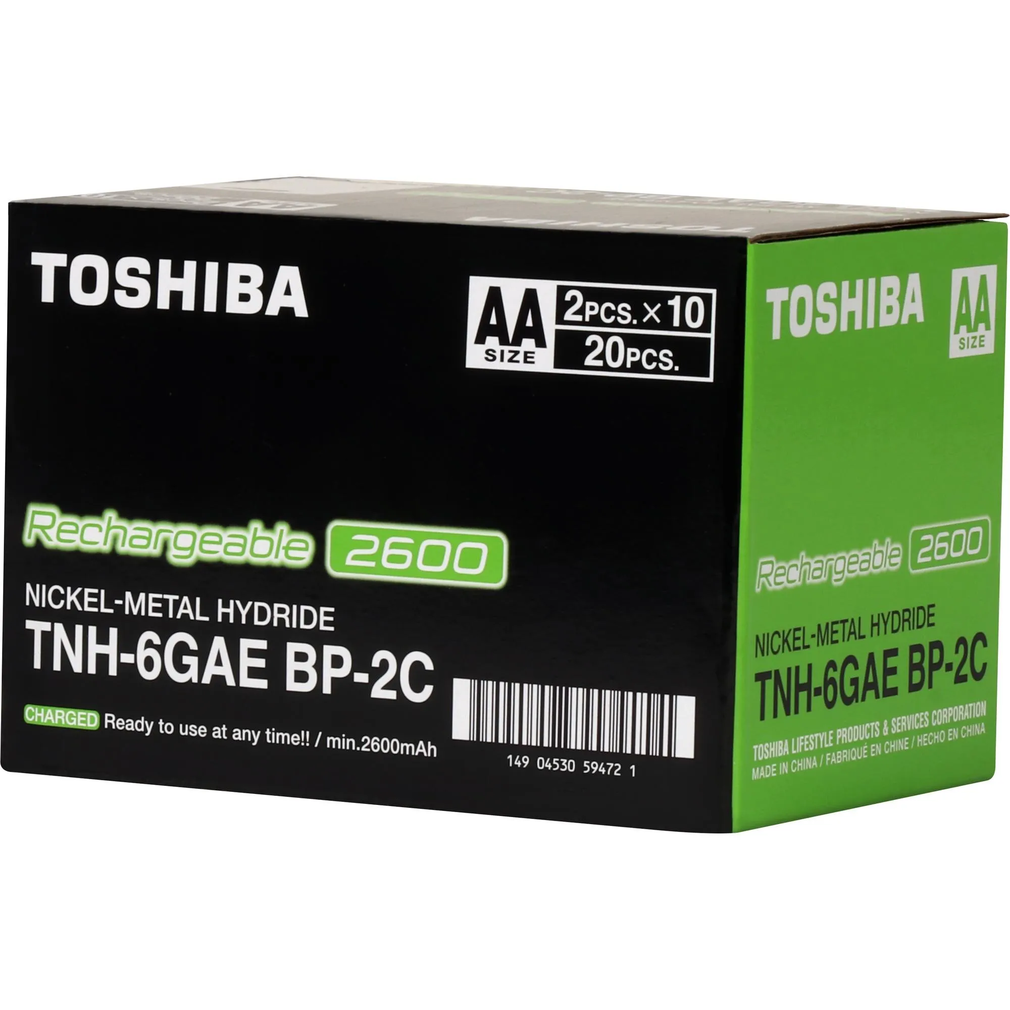 PILHA RECARREGÁVEL AA 1,2V 2600MAH TNH6GAE (C/2 PILHAS) TOSHIBA