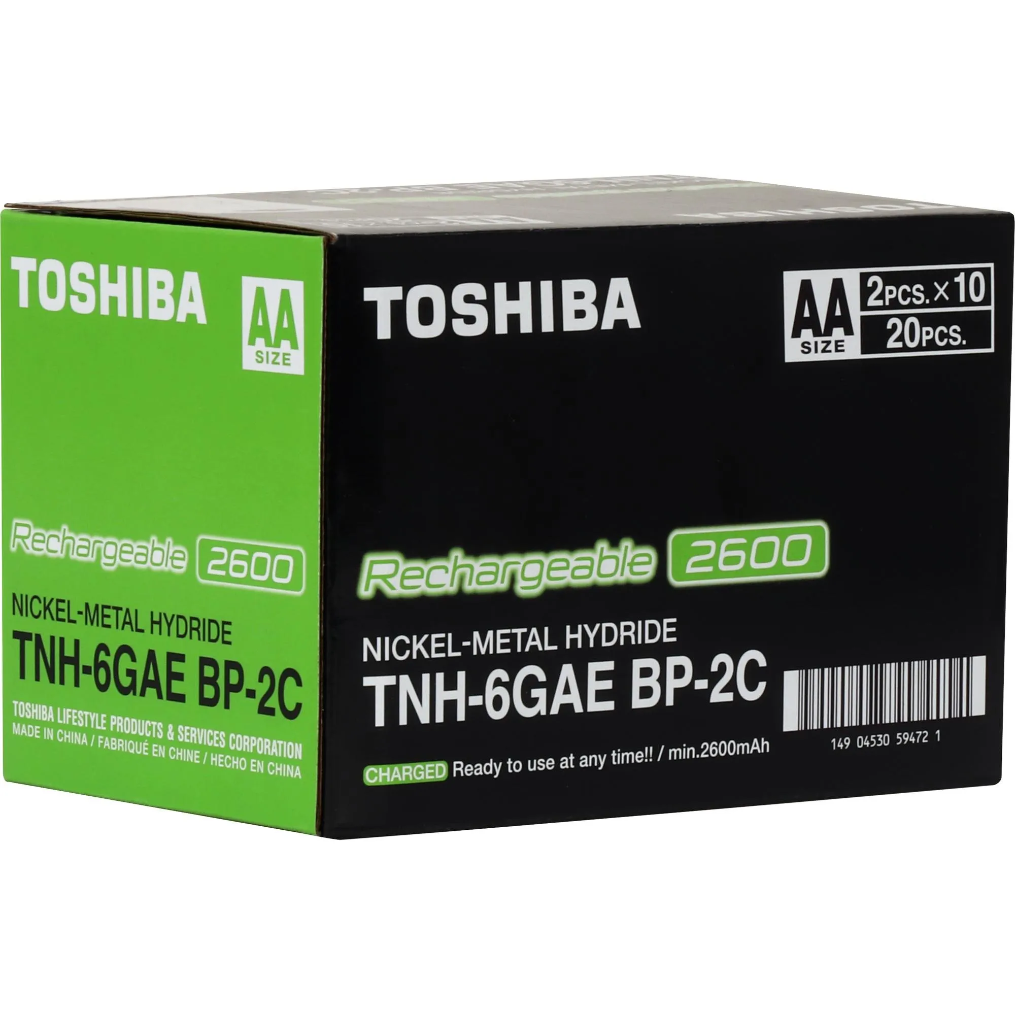 PILHA RECARREGÁVEL AA 1,2V 2600MAH TNH6GAE (C/2 PILHAS) TOSHIBA