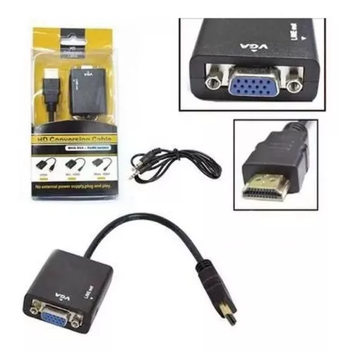KIT 10 UNI CABO CONVERSOR ADAPTADOR HDMI PARA VGA - ATACADO