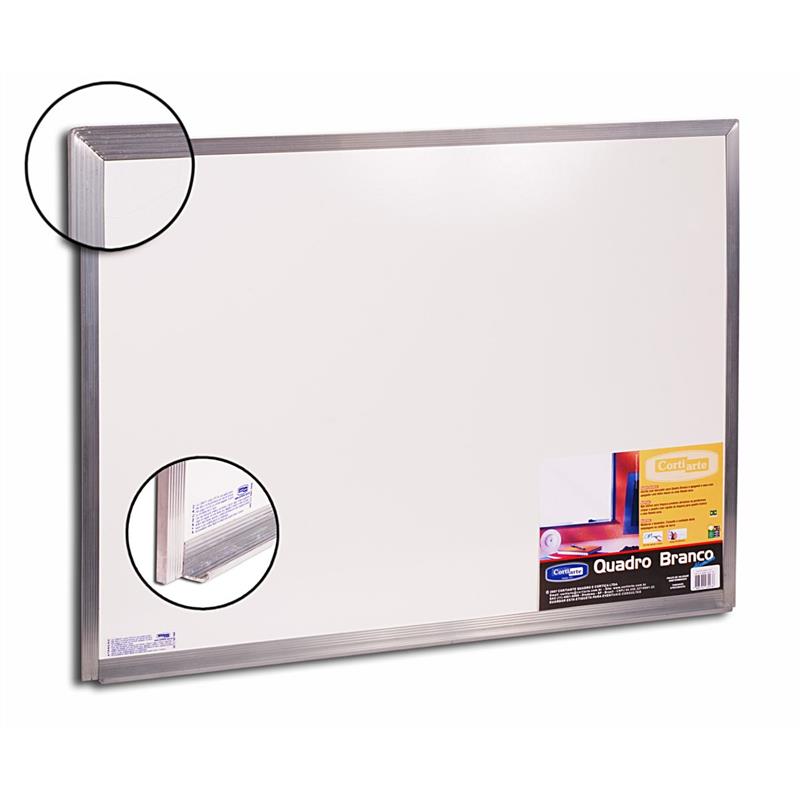 QUADRO BRANCO MOLDURA ALUMÍNIO 80 X 60 CM STANDARD - CORTIARTE UNIDADE