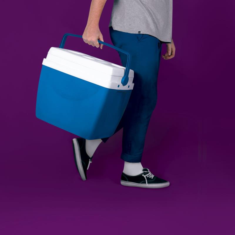 CAIXA TÉRMICA 34L. C/ALCA AZUL - MOR UNIDADE