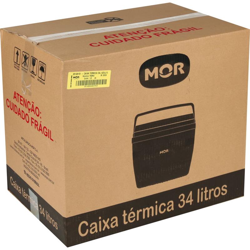 CAIXA TÉRMICA 34L. C/ALCA AZUL - MOR UNIDADE