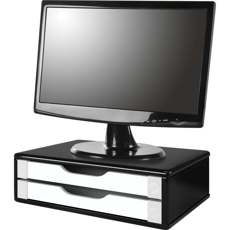 SUPORTE PARA MONITOR 2 GAVETAS 39 X 26 X 12 MDF PRETO E BRANCO - SOUZA UNIDADE