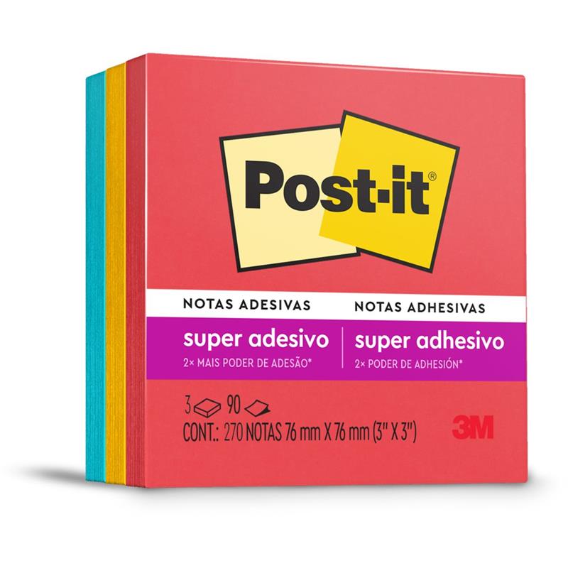BLOCO DE RECADO POST-IT COLEÇÃO DIVERSÃO 76 X 76 MM - 3M PCT.C/03