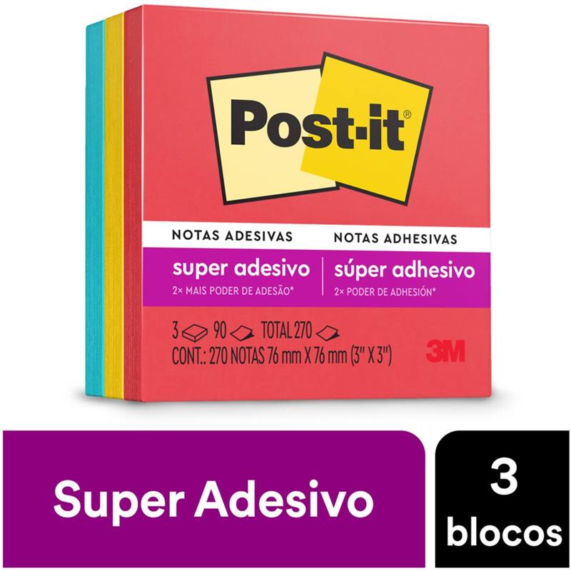 BLOCO DE RECADO POST-IT COLEÇÃO DIVERSÃO 76 X 76 MM - 3M PCT.C/03