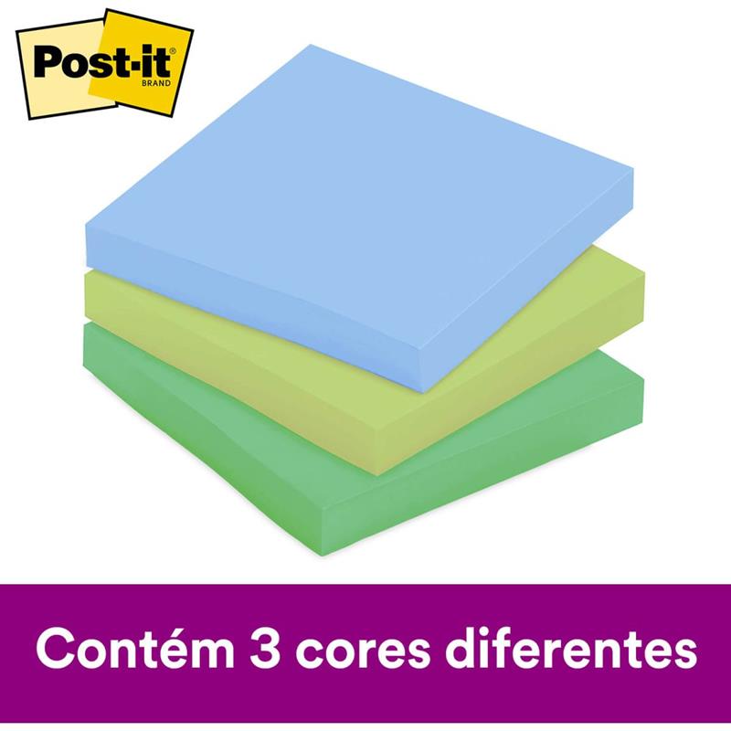 BLOCO DE RECADO POST-IT COLEÇÃO OASIS 76 MM X 76 MM - 3M PCT.C/03