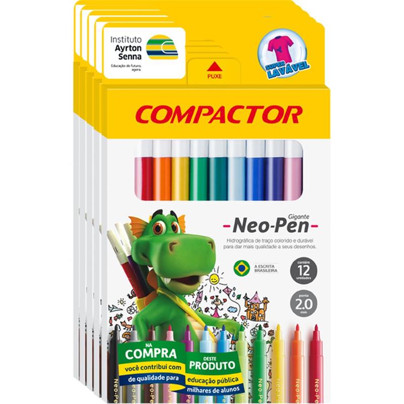 CANETA HIDROGRAFICA NEO-PEN GIGANTE 12 CORES - COMPACTOR PCT.C/05