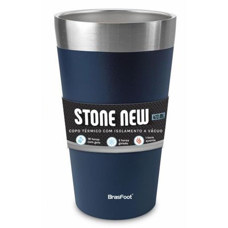 COPO TÉRMICO NEW STONE 473 ML SEM TAMPA AZUL - BRASFOOT UNIDADE