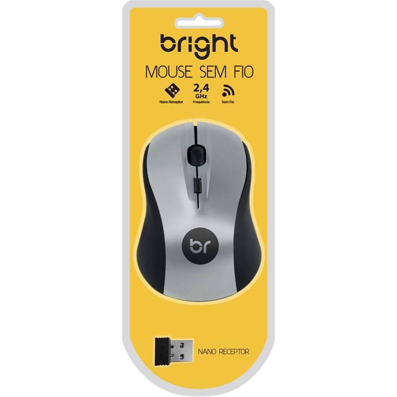 MOUSE OTICO SEM FIO SUICA 1600DPI 2.4GHZ P/8MTS - BRIGHT UNIDADE