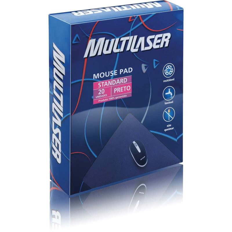 MOUSE PAD SLIM SOFT 22 CM X 18 CM PRETO - MULTI CX.C/20