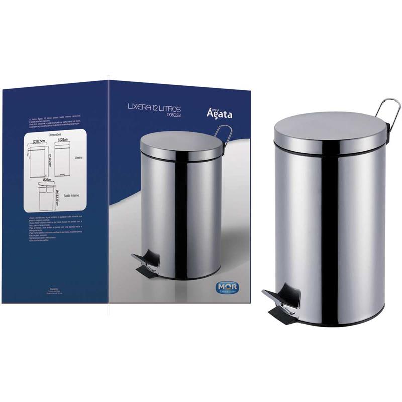 LIXEIRA AGATA INOX COM PEDAL 12 L - MOR UNIDADE