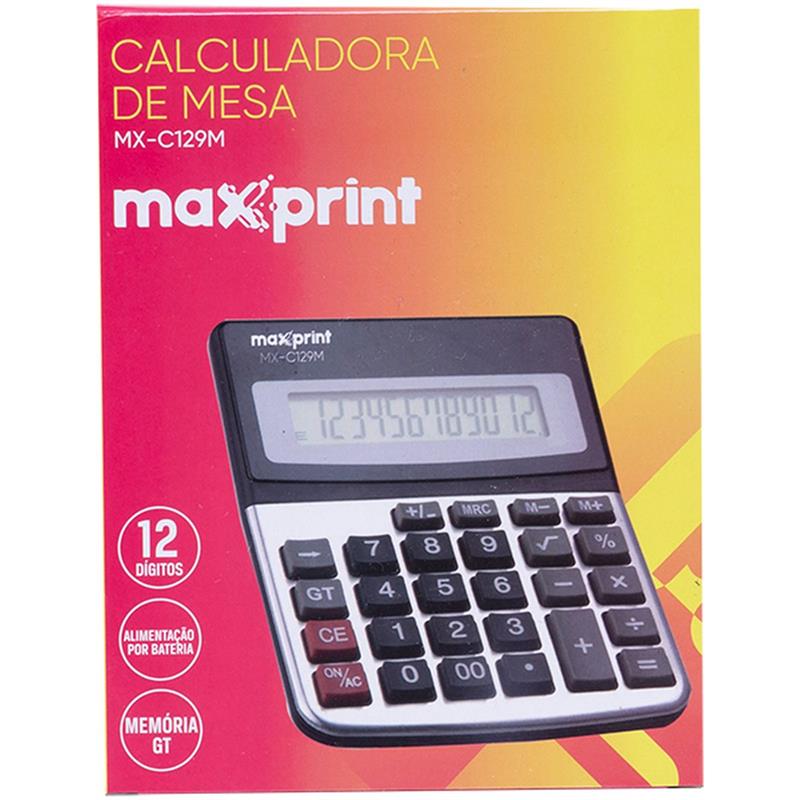 CALCULADORA DE MESA 12 DÍGITOS MX-129M PRETA - MAXPRINT UNIDADE