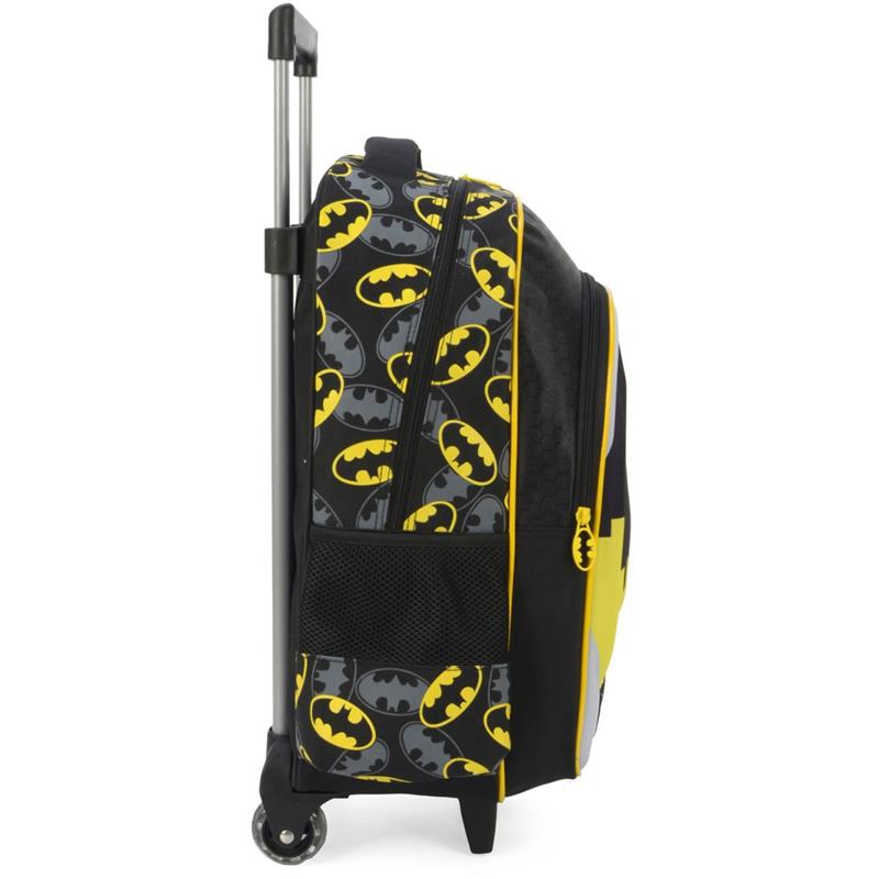 MOCHILA INFANTIL COM RODINHA BATMAN GRANDE AMARELA - LUXCEL UNIDADE