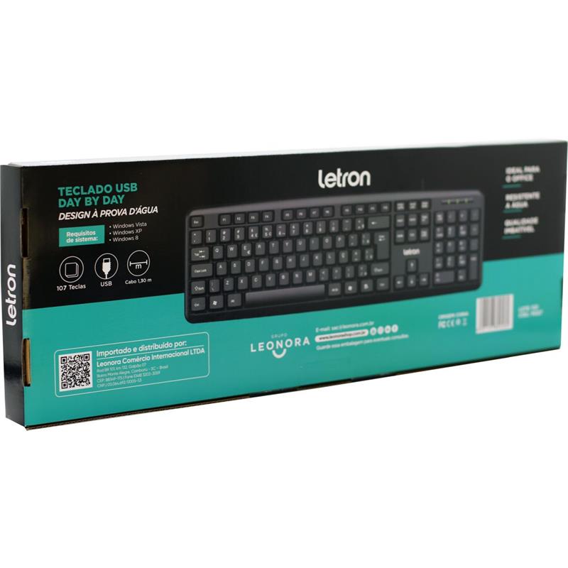 TECLADO USB LETRON PADRÃO DAY BY DAY PRETO - LEONORA UNIDADE