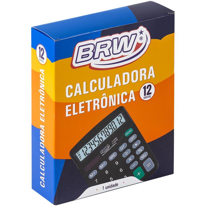 CALCULADORA DE MESA 12 DÍGITOS 14,8 CM X 11,9 CM X 3,8 CM PRETA - BRW UNIDADE