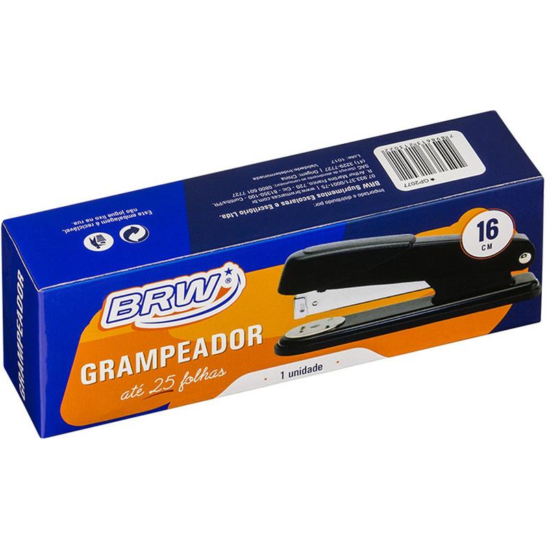 GRAMPEADOR METAL 26/6 16 CM PARA 25 FLS. PRETO - BRW UNIDADE