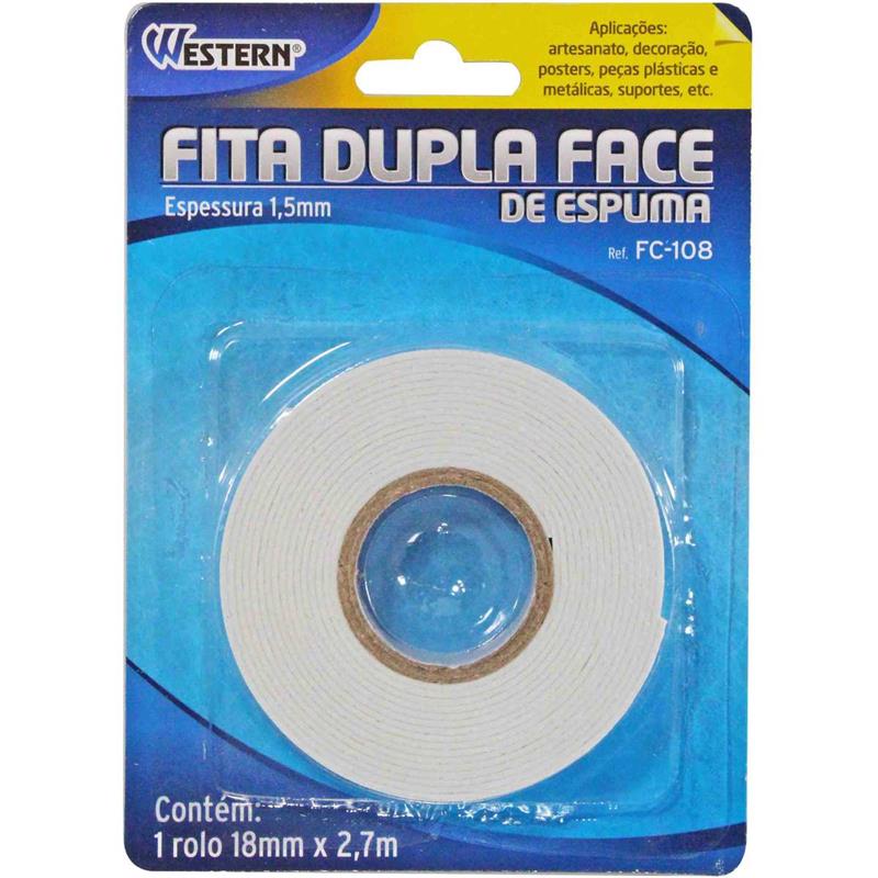 FITA DUPLA FACE ESPUMADA 18MMX2,7M - WESTERN UNIDADE