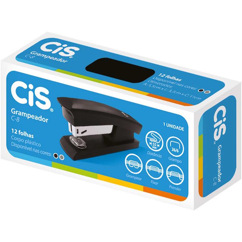 GRAMPEADOR (PLASTICO) CIS C-8 P/12FLS.26/6 PRETO - SERTIC UNIDADE