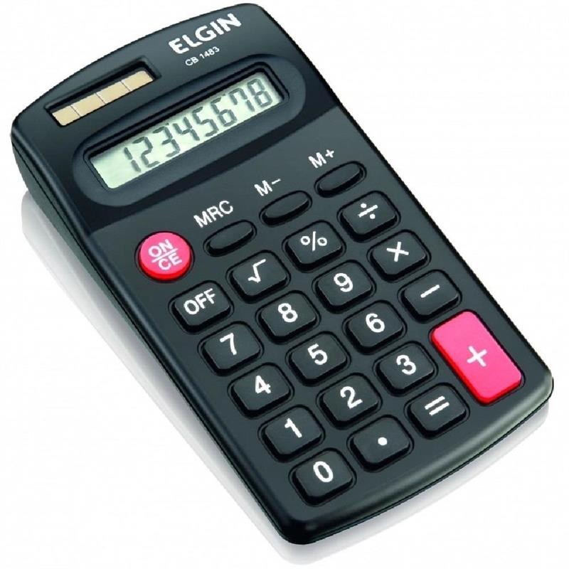 CALCULADORA DE BOLSO 8 DIG. SOLAR/PILHA AA PRETA - ELGIN UNIDADE