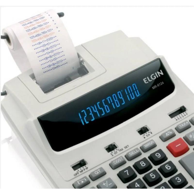 CALCULADORA DE IMPRESSAO 12 DIG. BIVOLT MR 6124 CINZA - ELGIN UNIDADE