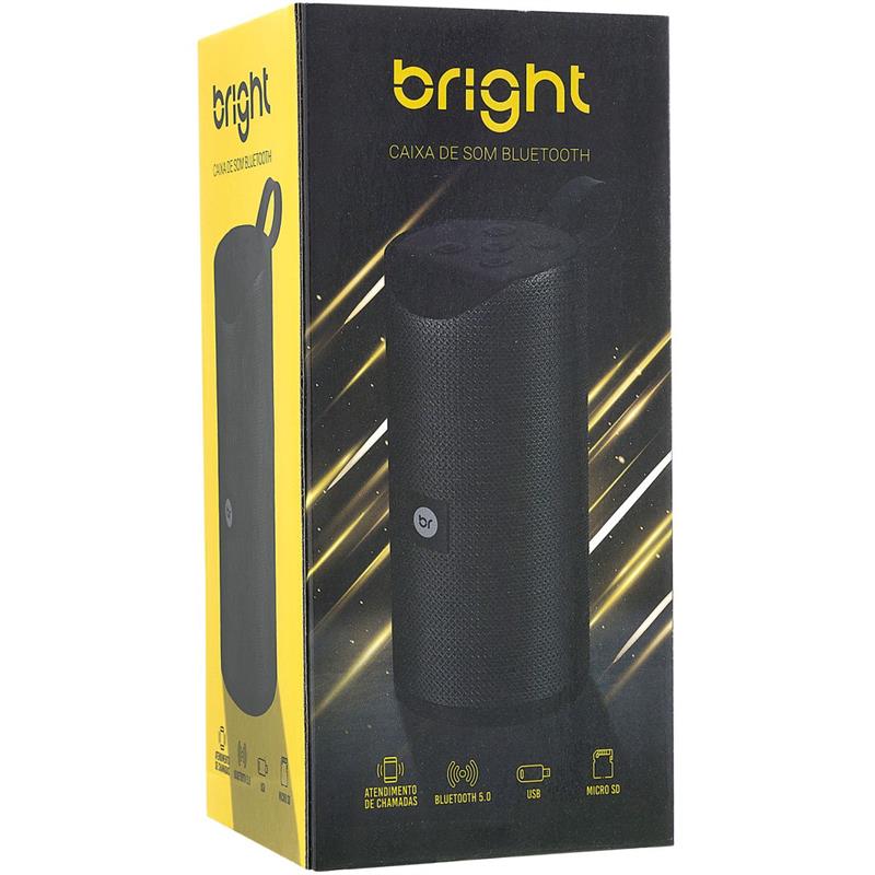 CAIXA ACÚSTICA BLUETOOTH USB E MICRO USB PRETA - BRIGHT UNIDADE