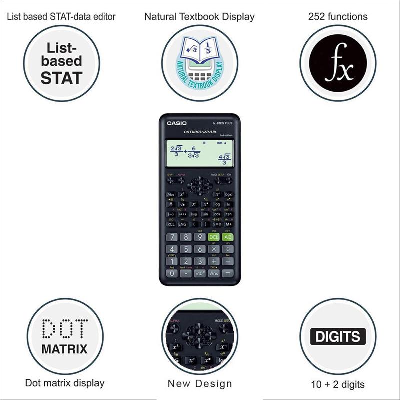 CALCULADORA CIENTIFICA FX82 ESP. 252 FUNCOES PRETA - CASIO UNIDADE