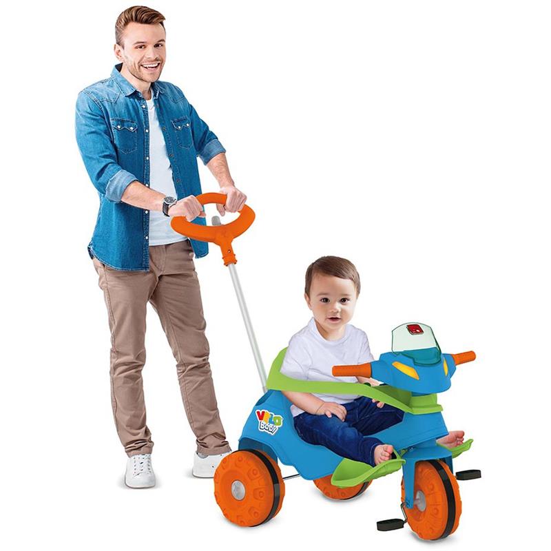 TRICICLO VELOBABAY PASSEIO E PEDAL AZUL - BRINQUEDOS BANDEIRANTE UNIDADE