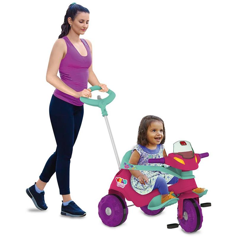 TRICICLO VELOBABAY PASSEIO E PEDAL ROSA - BRINQUEDOS BANDEIRANTE UNIDADE