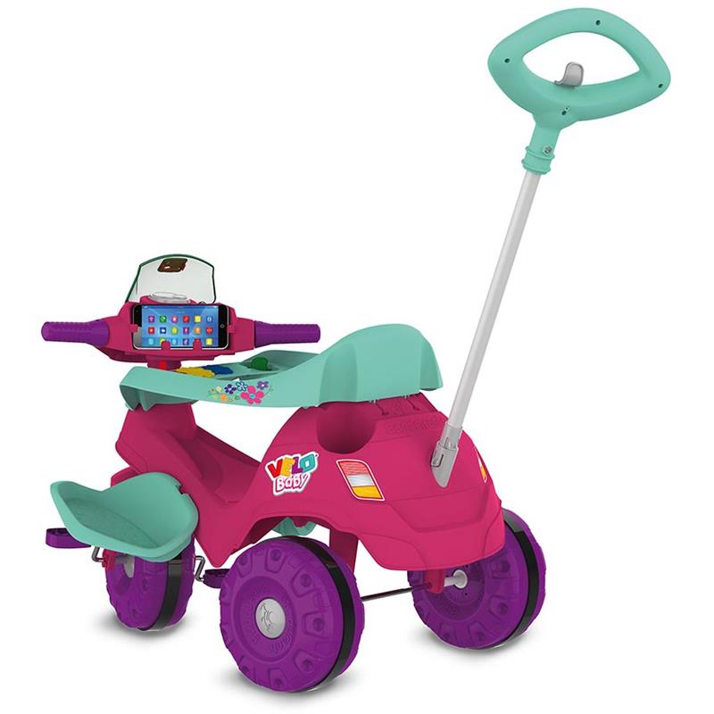 TRICICLO VELOBABAY PASSEIO E PEDAL ROSA - BRINQUEDOS BANDEIRANTE UNIDADE