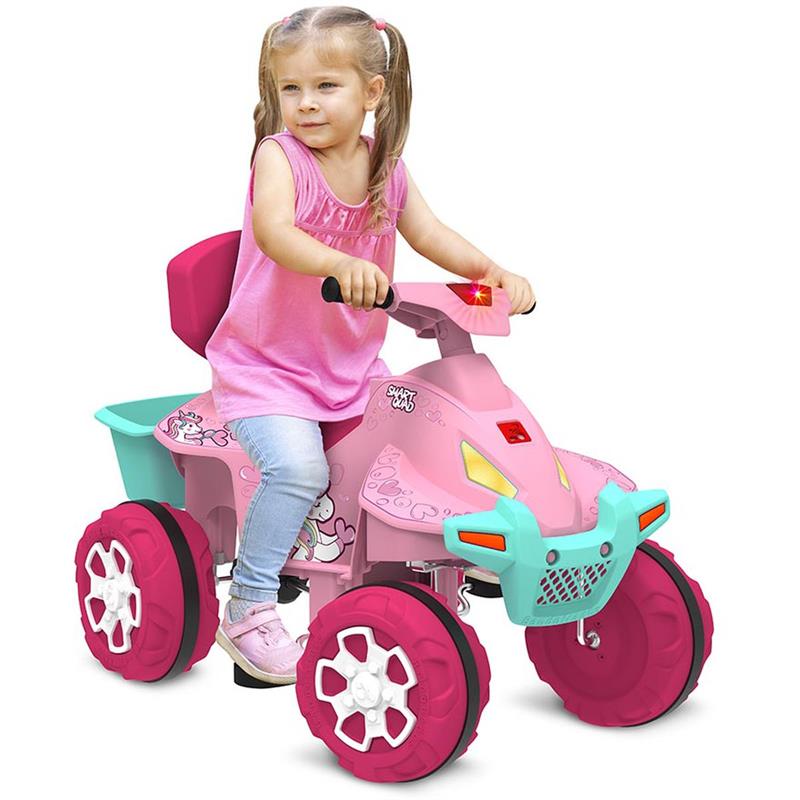 VEÍCULO PARA BEBÊ SMART QUAD PASSEIO E PEDAL ROSA - BRINQUEDOS BANDEIRANTE UNIDADE