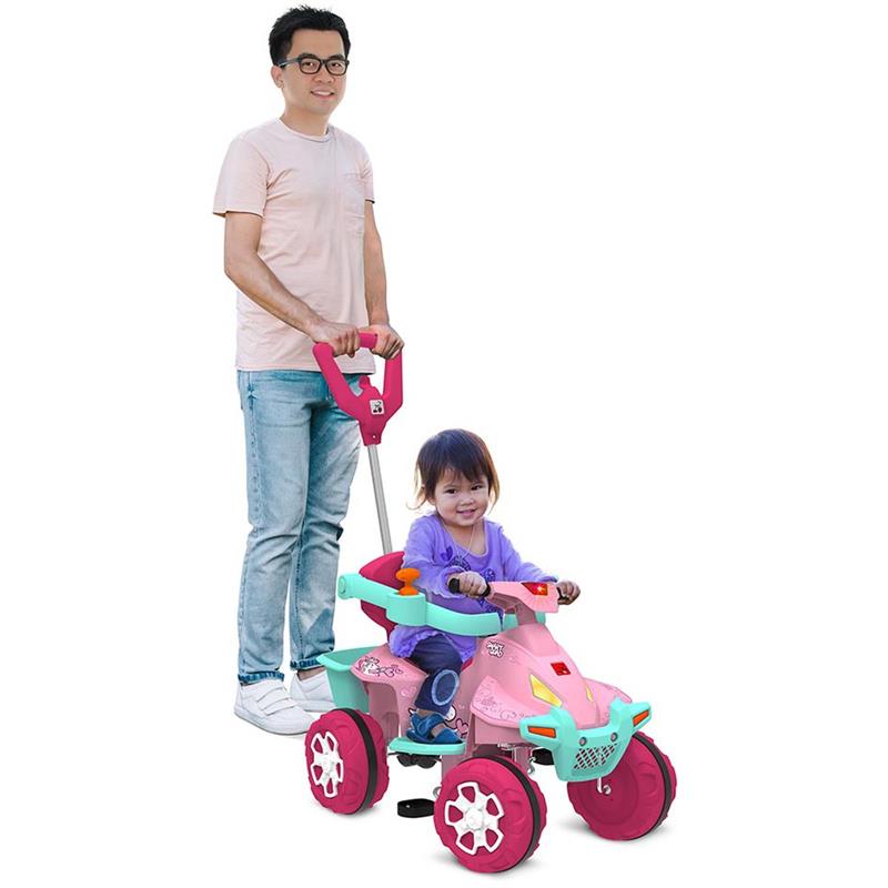 VEÍCULO PARA BEBÊ SMART QUAD PASSEIO E PEDAL ROSA - BRINQUEDOS BANDEIRANTE UNIDADE