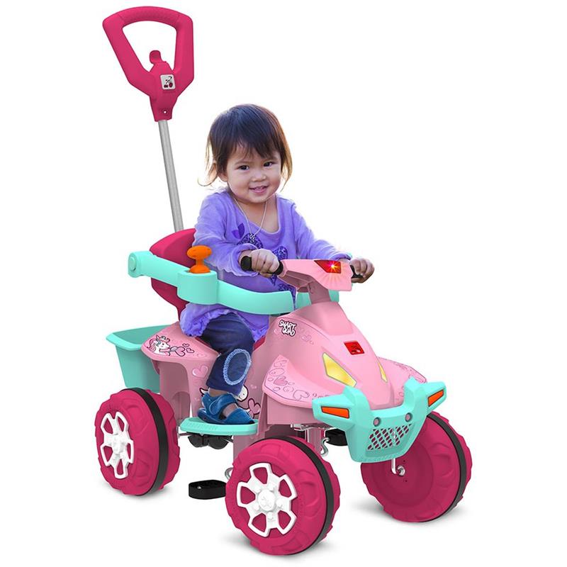 VEÍCULO PARA BEBÊ SMART QUAD PASSEIO E PEDAL ROSA - BRINQUEDOS BANDEIRANTE UNIDADE