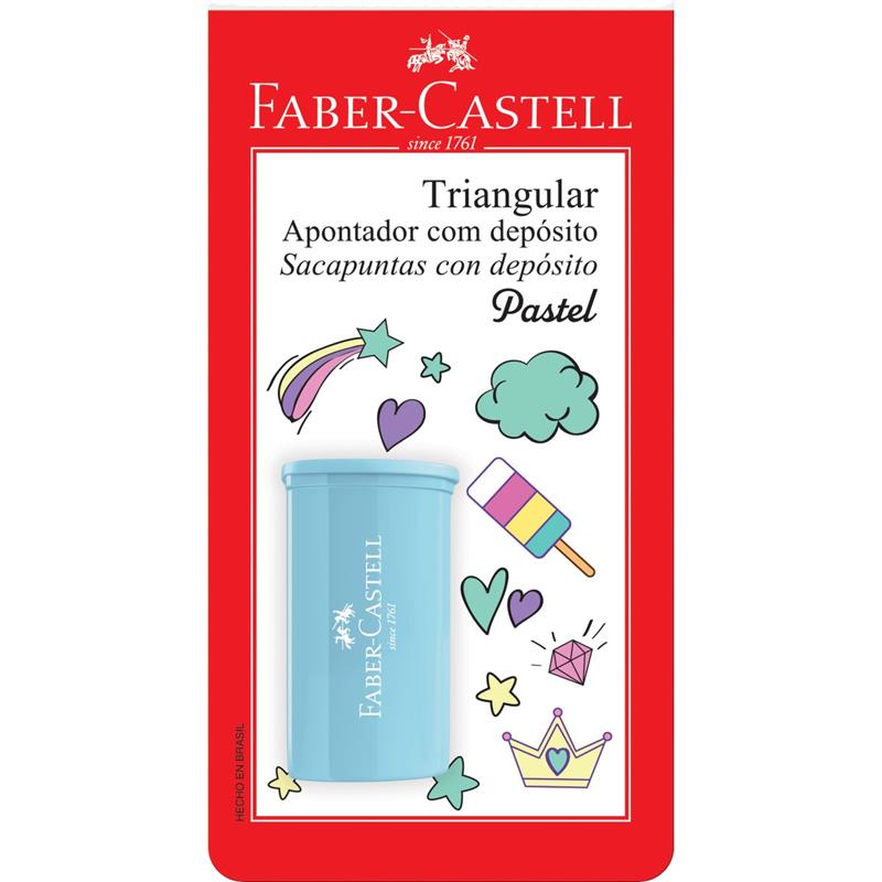 APONTADOR (COM DEPOSITO) TRIANGULAR 4CORES PASTEL CART. - FABER-CASTELL CX.C/24