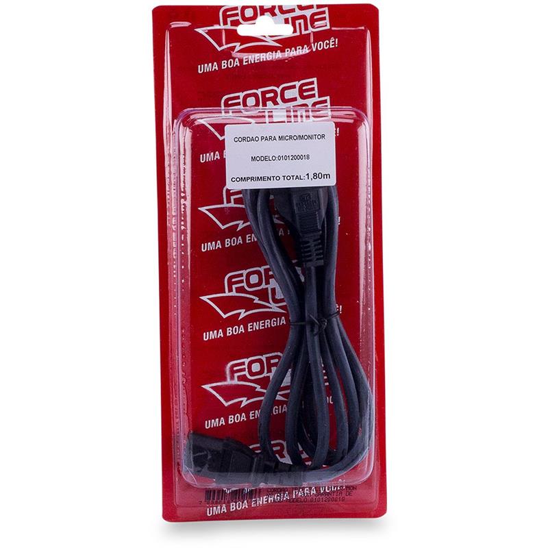 CABO DE FORCA TRIPOLAR 1,80M P/ PC / MONITOR - FORCE LINE UNIDADE