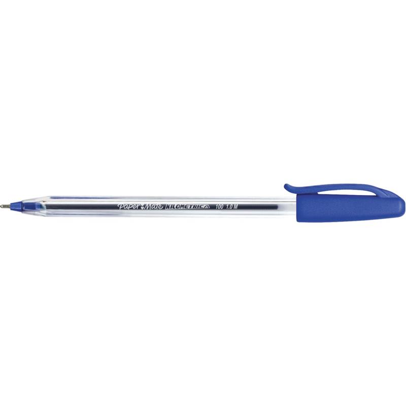 CANETA ESFEROGRAFICA KILOMETRICA 100 MEDIA AZUL - PAPER MATE CX.C/50