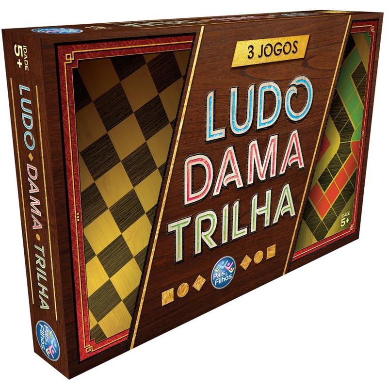 JOGO DE TABULEIRO 3 JOGOS LUDO, DAMA E TRILHA - PAIS E FILHOS UNIDADE