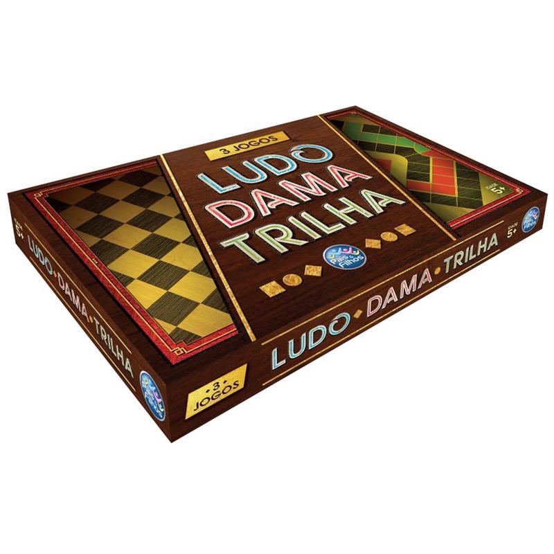 JOGO DE TABULEIRO 3 JOGOS LUDO, DAMA E TRILHA - PAIS E FILHOS UNIDADE