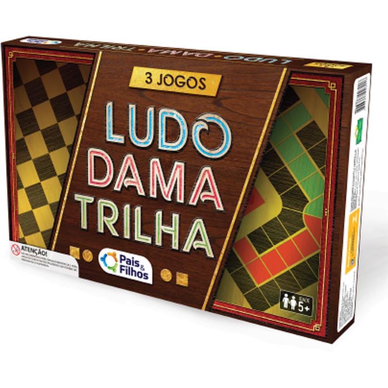 JOGO DE TABULEIRO 3 JOGOS LUDO, DAMA E TRILHA - PAIS E FILHOS UNIDADE