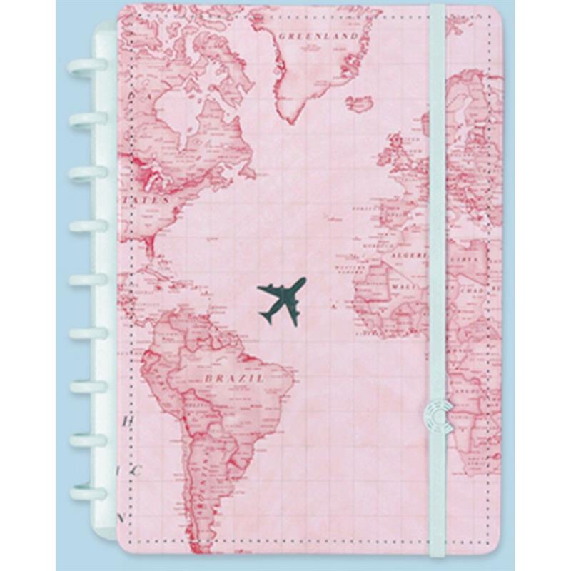 CADERNO INTELIGENTE GRANDE GOCASE MAPA MUNDI ROSA 80 FOLHAS - CADERNO INTELIGENTE UNIDADE