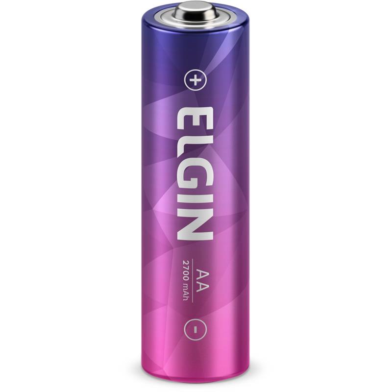 PILHA RECARREGAVEL PEQUENA AA 2700MAH 1.2V C/02 - ELGIN BL.C/02