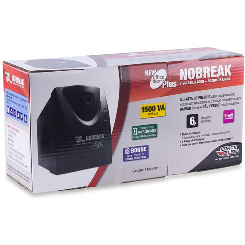 NO-BREAK 1500 VA UPS 2BATERIA BIVOLT PT - FORCE LINE UNIDADE