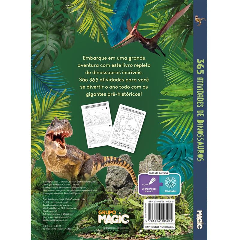 LIVRO INFANTIL COLORIR 365 ATIVIDADES DINOSSAUROS - MAGIC KIDS UNIDADE