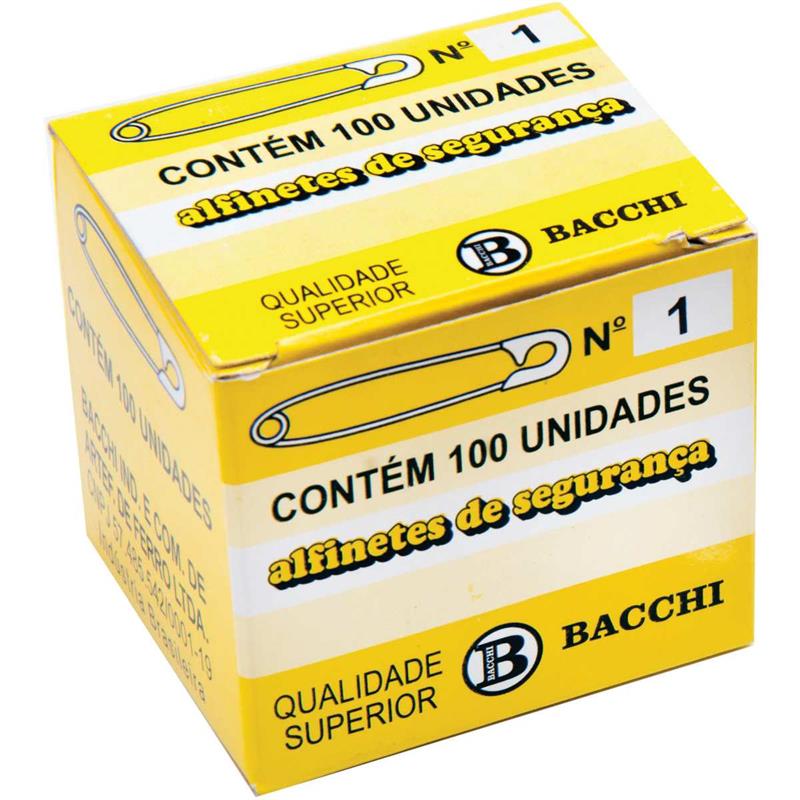 ALFINETE DE SEGURANCA N.1 ACO NIQUELADO - BACCHI CX.C/100