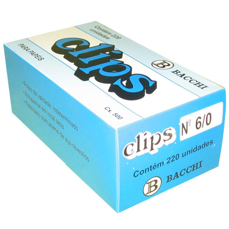 CLIPS GALVANIZADO AÇO 6/0 220 UNIDADES - BACCHI CAIXA