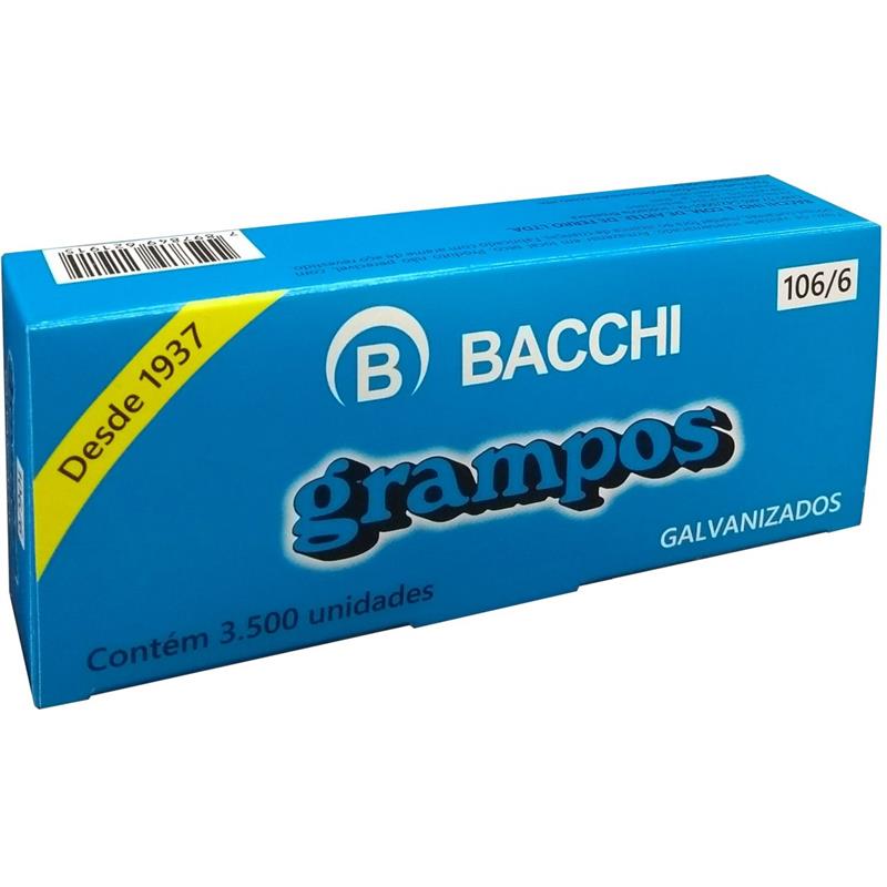 GRAMPO PARA GRAMPEADOR 106/6 ACO 3500 GRAMPOS - BACCHI CAIXA