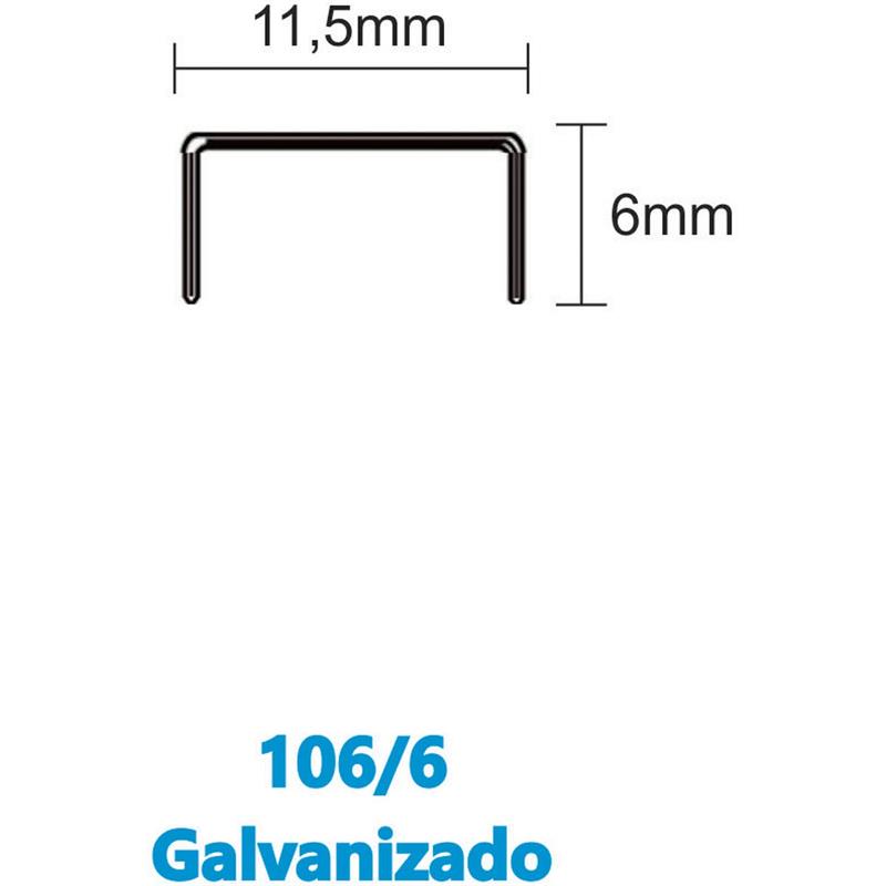 GRAMPO PARA GRAMPEADOR 106/6 GALVANIZADO COM 2500 GRAMPOS - BACCHI CAIXA